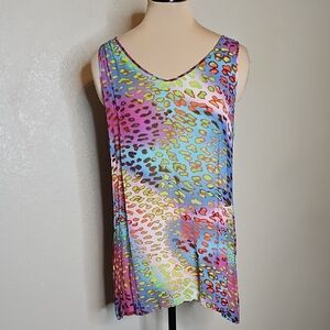 John Mark‎ Colorful Leopard Print Tank Top Large